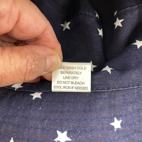 Women's Blue Denim Bucket Hat, Polka Dot Interior, One Size, Classic‎ Patriotic - Picture 5 of 5